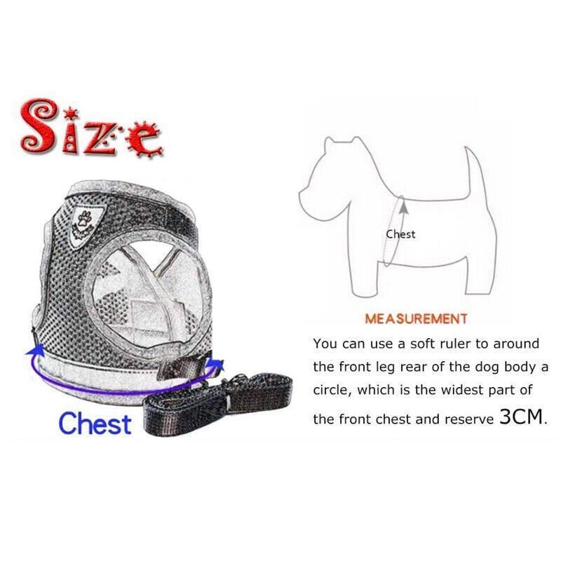 M Size Pet Dog Cat Puppy Soft Leash VEST Mesh Breathe Adjustable Harness Braces Clothes - Red