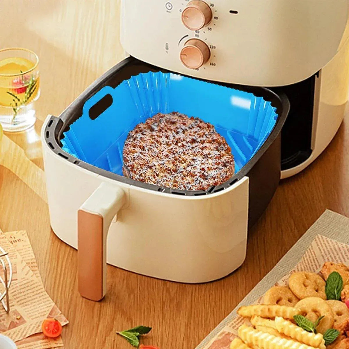 Air Fryer Silicone Pot Basket Liner Non Stick Reusable Baking Tray Accessories - Grey