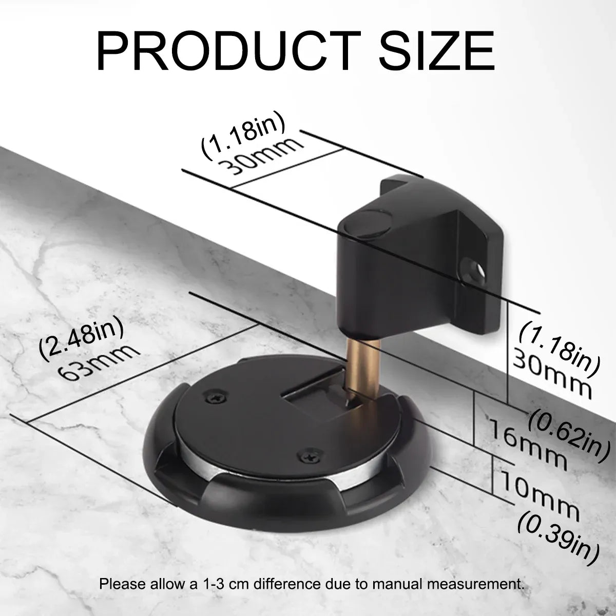 Push Lock Door Stop Floor Mounted Mechanical Door Holder Zinc Alloy - Brushed Silver