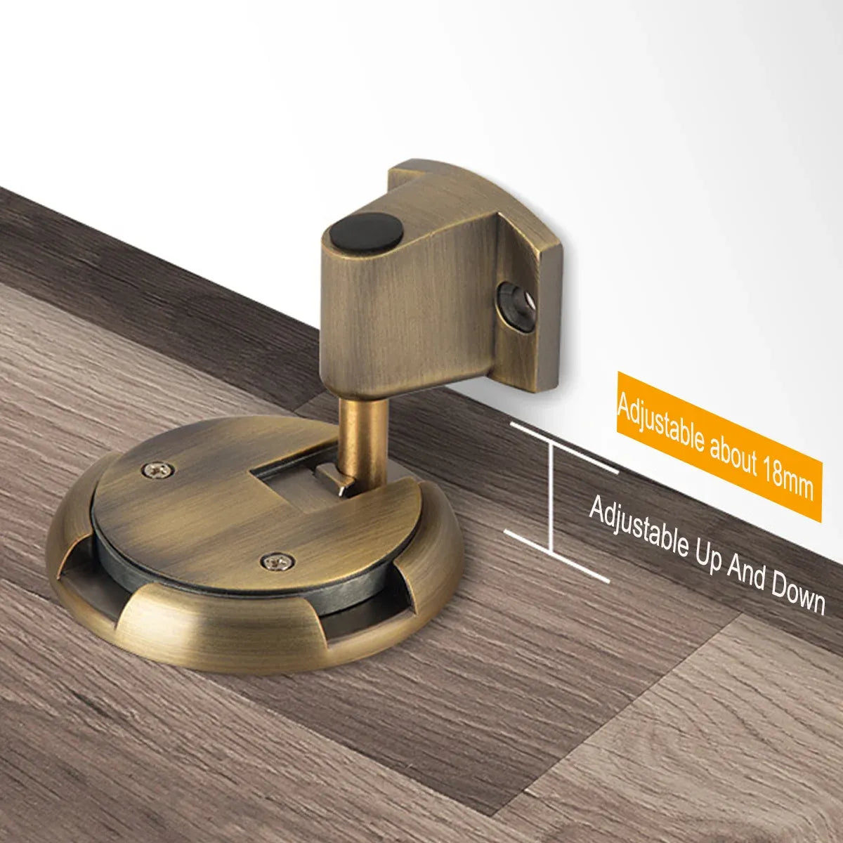 Push Lock Door Stop Floor Mounted Mechanical Door Holder Zinc Alloy - Brushed Silver