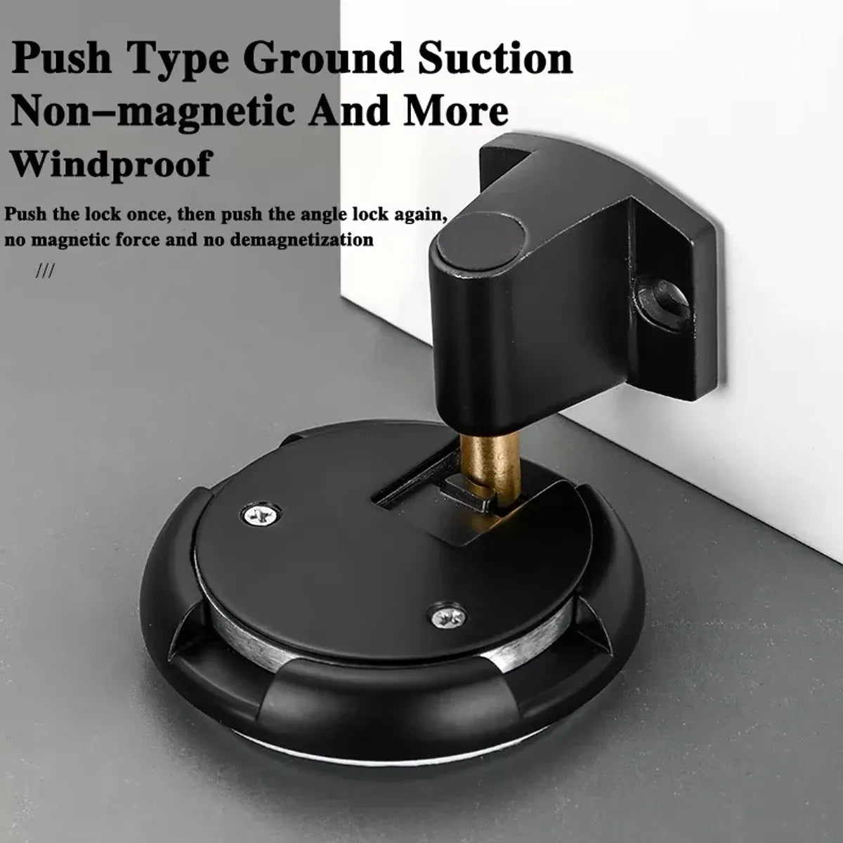 Push Lock Door Stop Floor Mounted Mechanical Door Holder Zinc Alloy - Brushed Silver