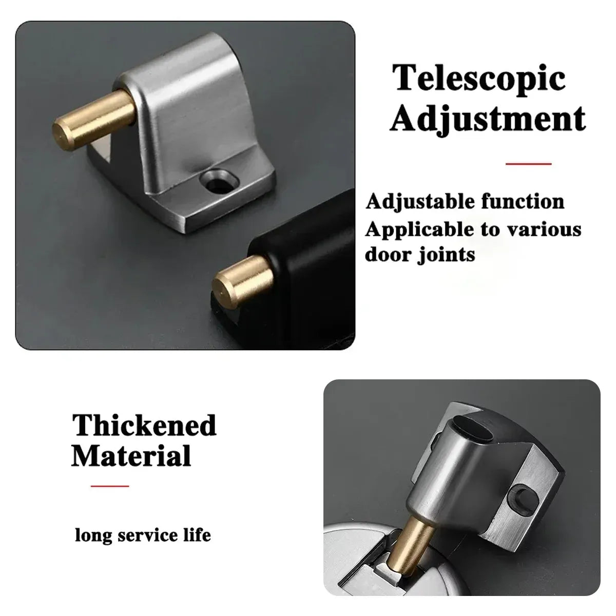 Push Lock Door Stop Floor Mounted Mechanical Door Holder Zinc Alloy - Brushed Silver