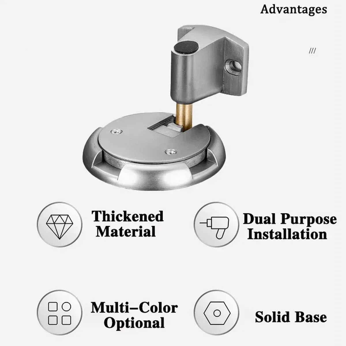 Push Lock Door Stop Floor Mounted Mechanical Door Holder Zinc Alloy - Brushed Silver