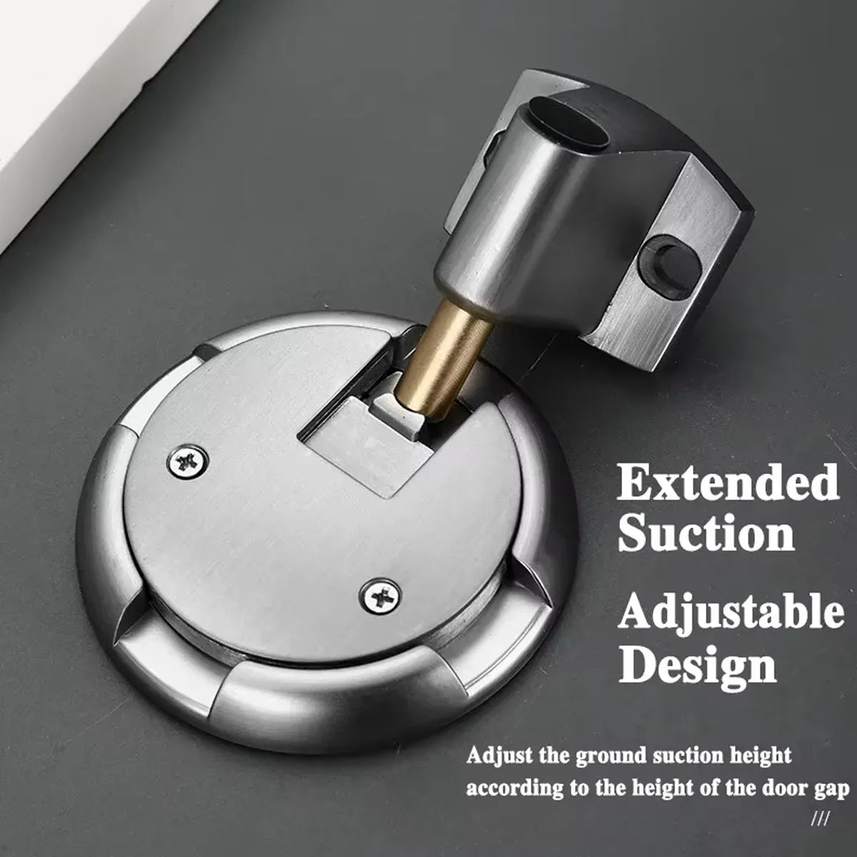 Push Lock Door Stop Floor Mounted Mechanical Door Holder Zinc Alloy - Brushed Silver