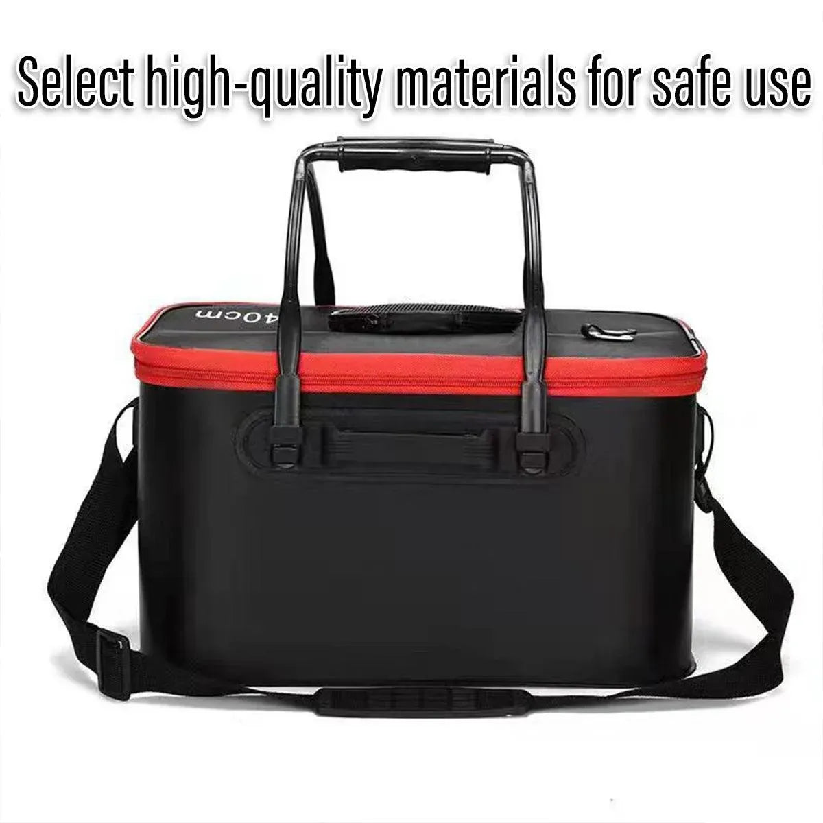 Portable Folding EVA Fishing Bucket Multi Use Live Fish Container with Strap - Orange-50cm