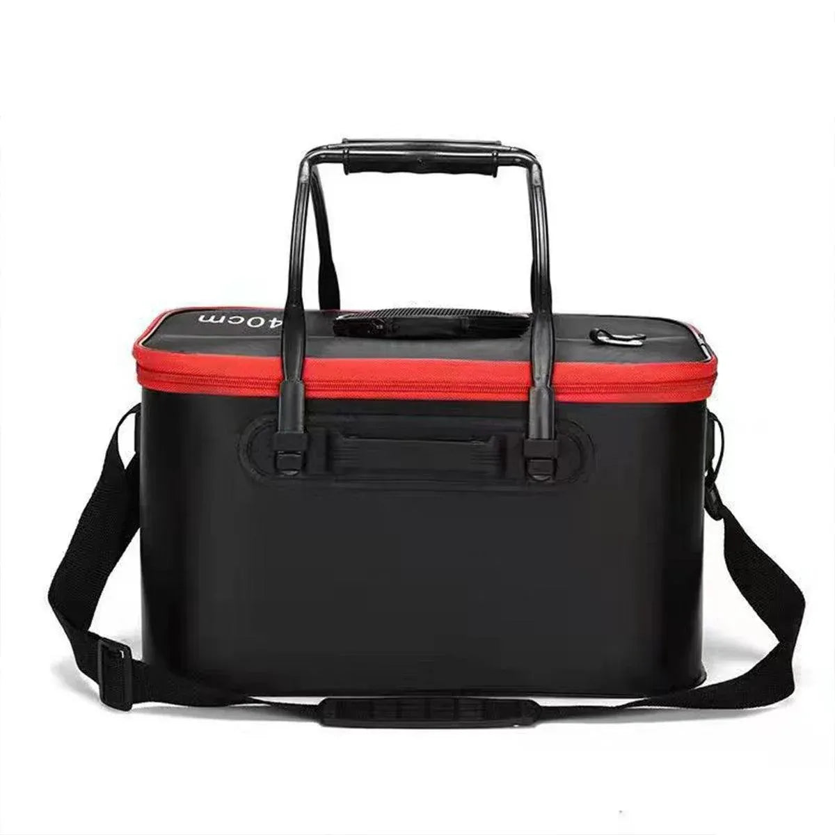 Portable Folding EVA Fishing Bucket Multi Use Live Fish Container with Strap - Orange-50cm