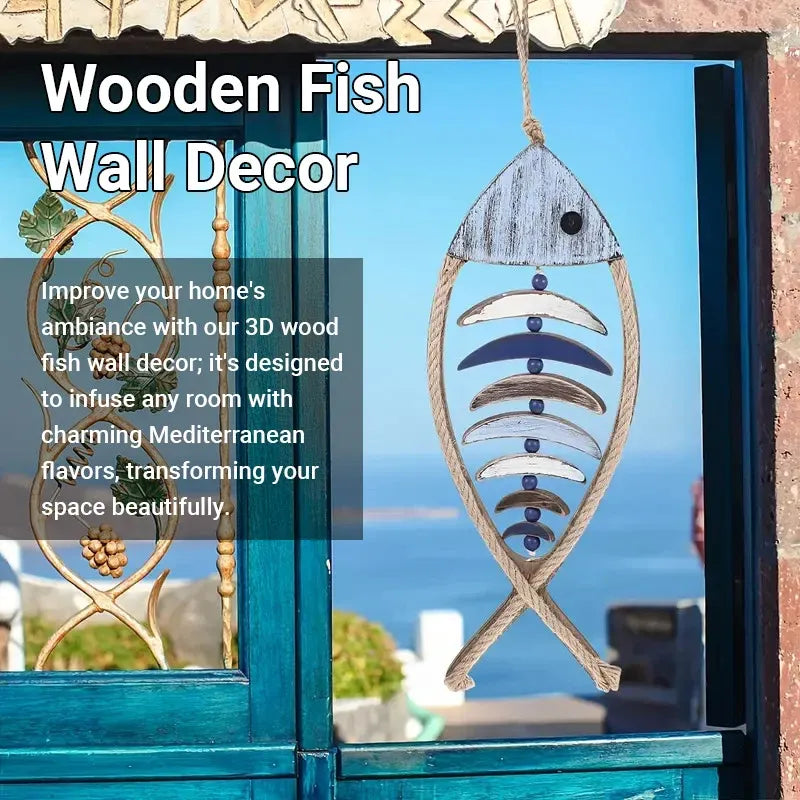 Fish Shaped Wall Hanging Decor Small Nautical Style Home Decoration Art Ornament - Fish head bone