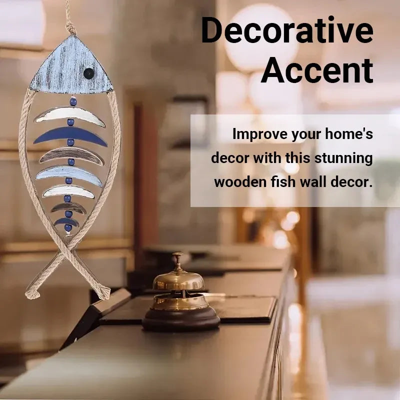 Fish Shaped Wall Hanging Decor Small Nautical Style Home Decoration Art Ornament - Head and tail fish bones