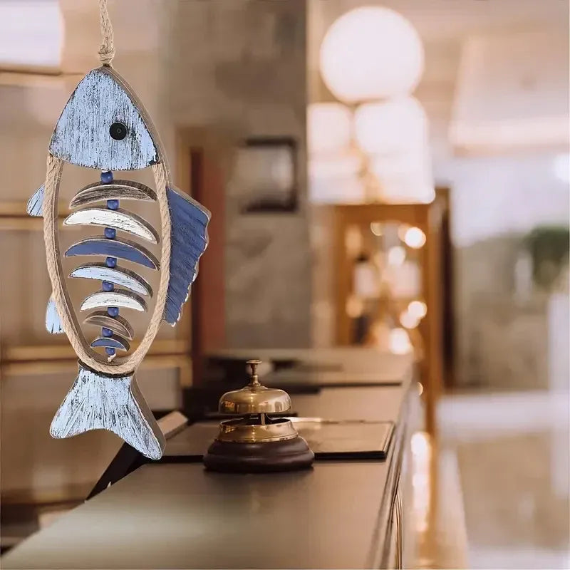 Fish Shaped Wall Hanging Decor Small Nautical Style Home Decoration Art Ornament - Head and tail fish bones