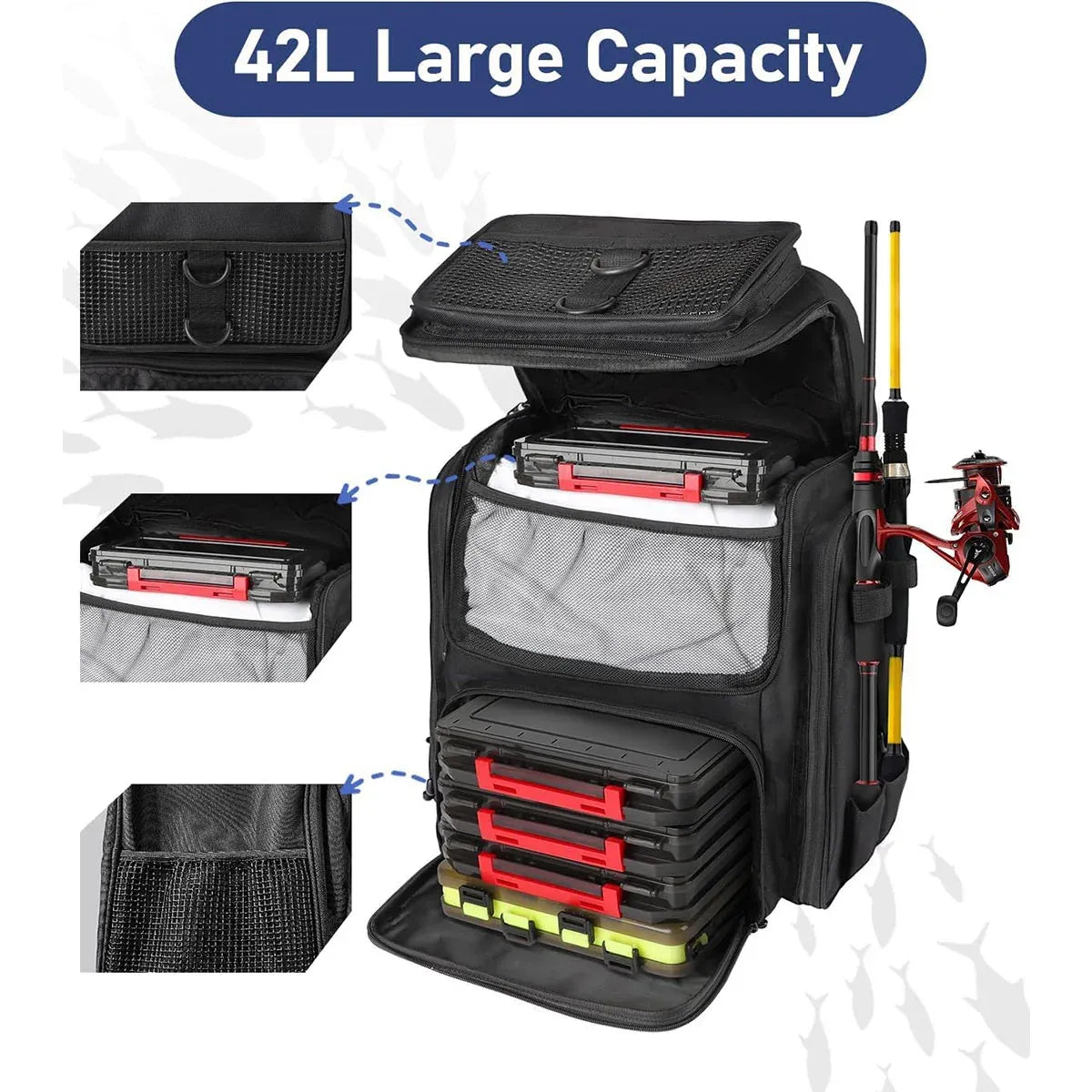 Fishing Backpack Outdoor Gear Bag Multi Pocket Camouflage Storage Bag Waterproof