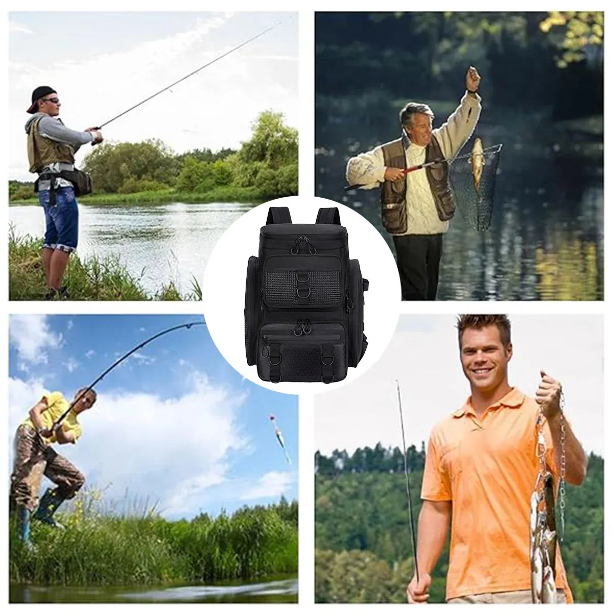 Fishing Backpack Outdoor Gear Bag Multi Pocket Camouflage Storage Bag Waterproof