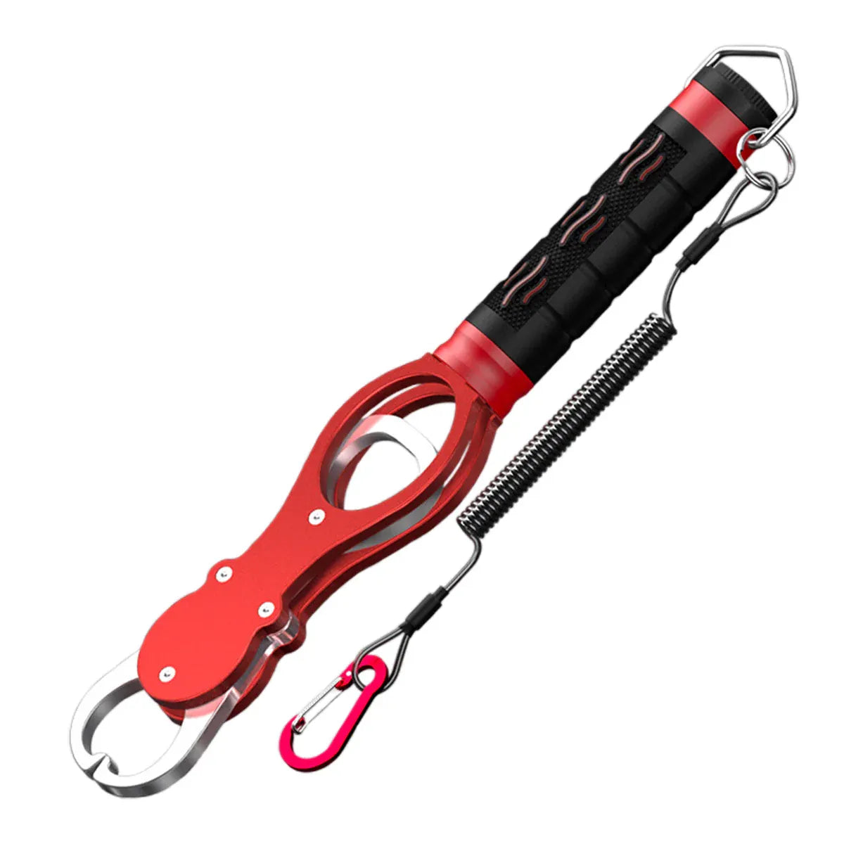 Multi Function Fish Control Clamp with Scale Fishing Tool Portable Lip Gripper - Red