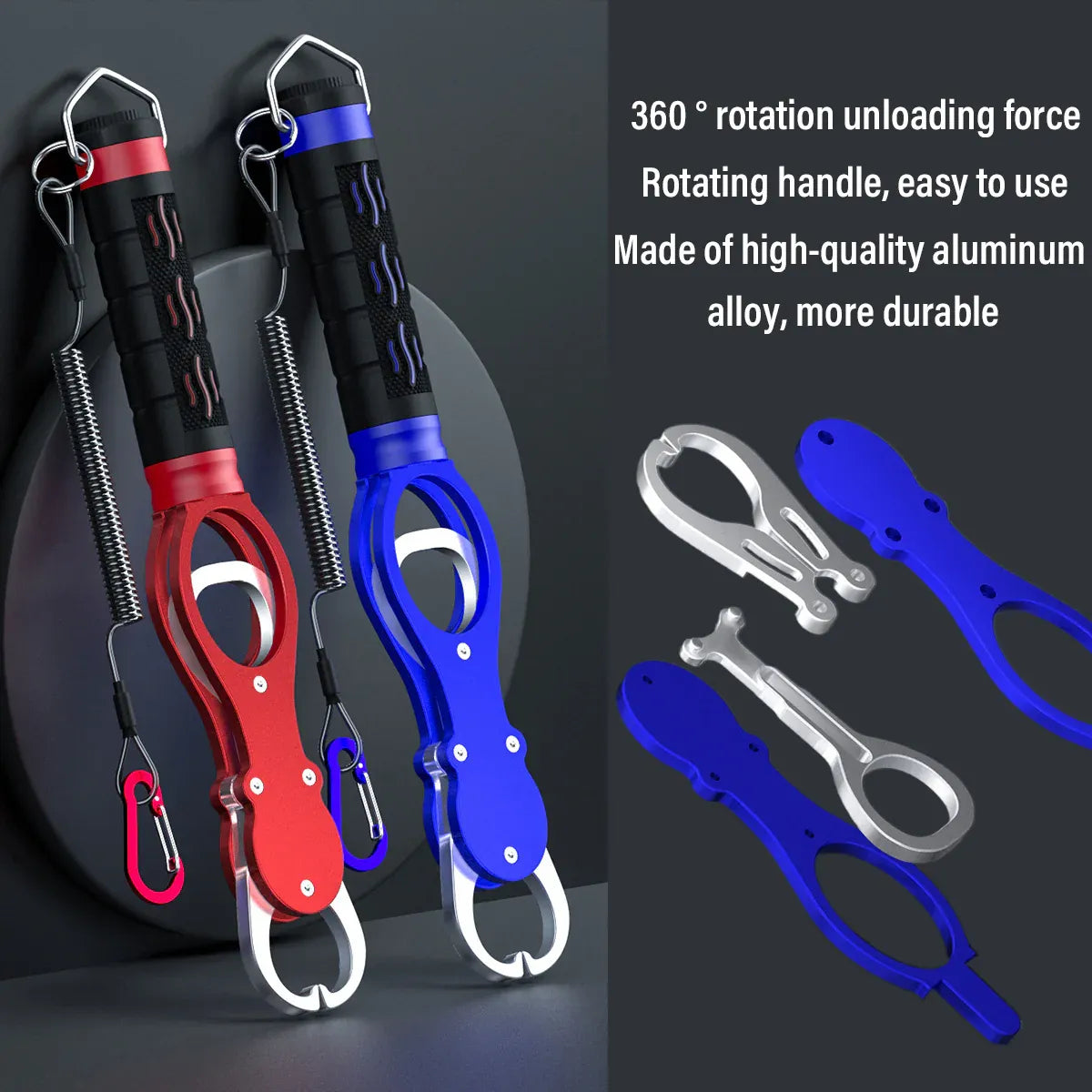 Multi Function Fish Control Clamp with Scale Fishing Tool Portable Lip Gripper - Red