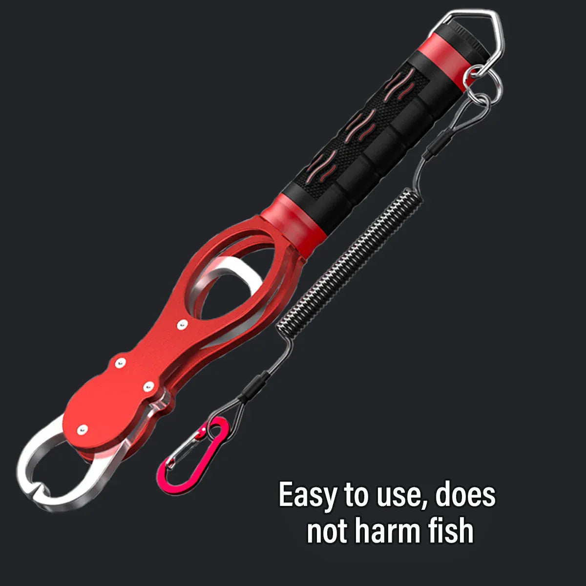 Multi Function Fish Control Clamp with Scale Fishing Tool Portable Lip Gripper - Red