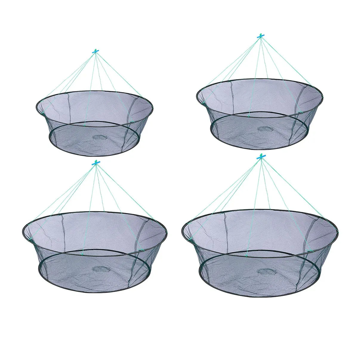 Open Folding Fishing Net Round Fishnet Portable Fish Pocket for Outdoor Angling - 80cm