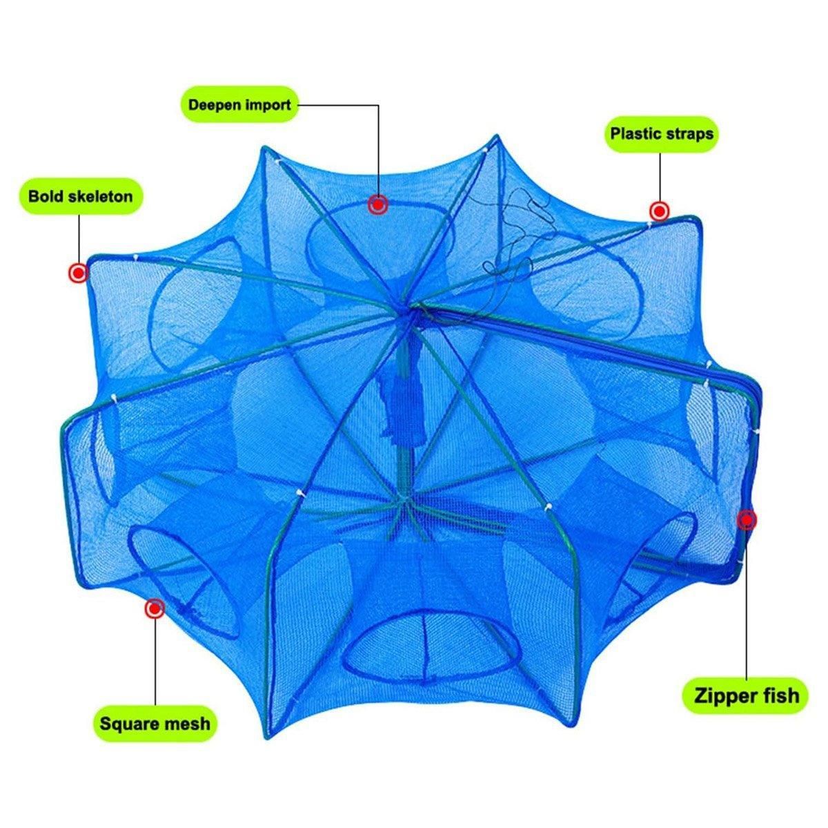 6/8/10 Holes Fishing Net Small Foldable Square Folding Shrimp Eel Lobster Trap - 10Holes
