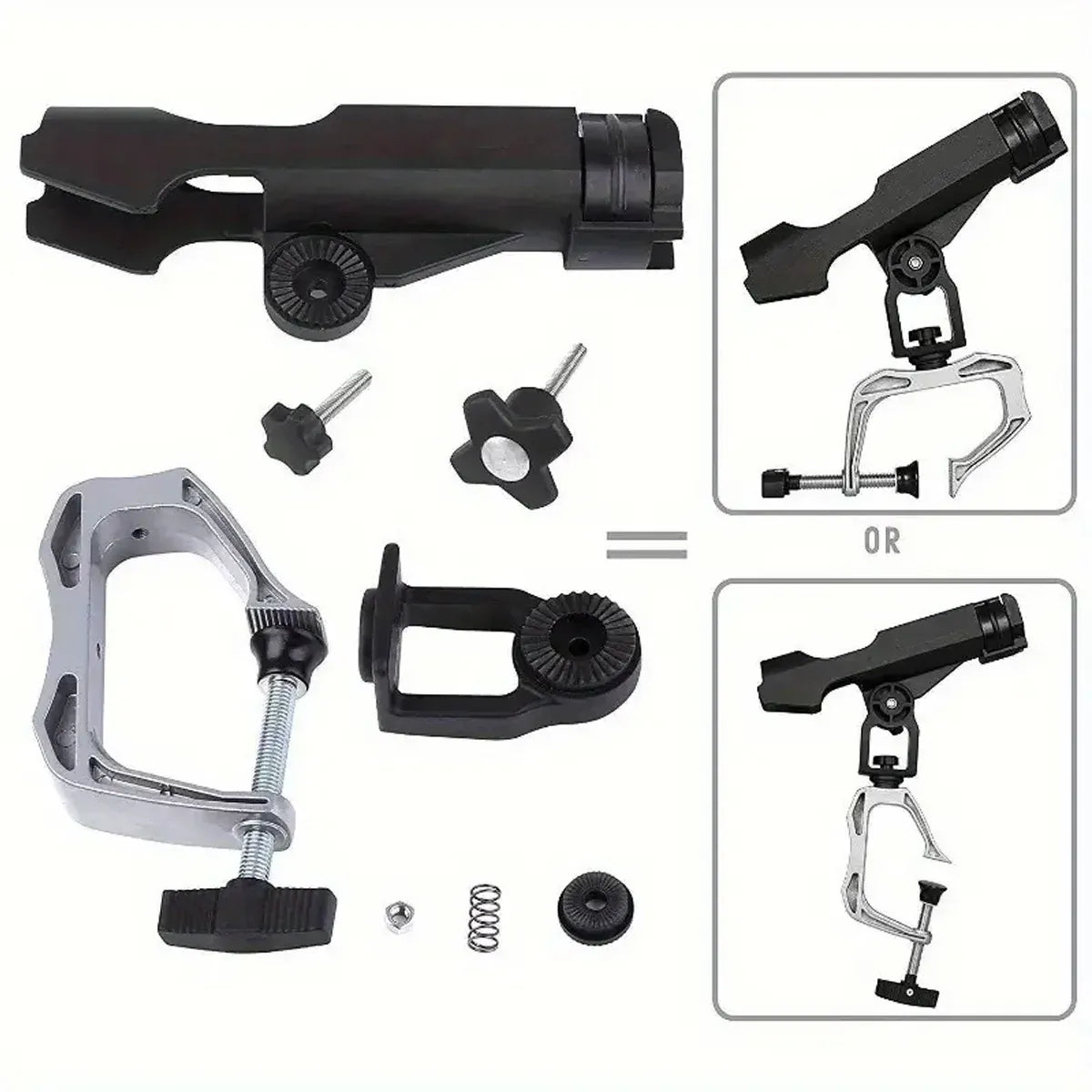 Adjustable Rotating Fishing Rod Holder Mount for Kayak Canoe Boat Rail Clamp