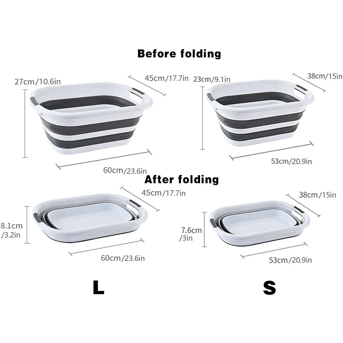 Foldable Laundry Basket Collapsible Washing Clothes Bin with Handles for Home - S