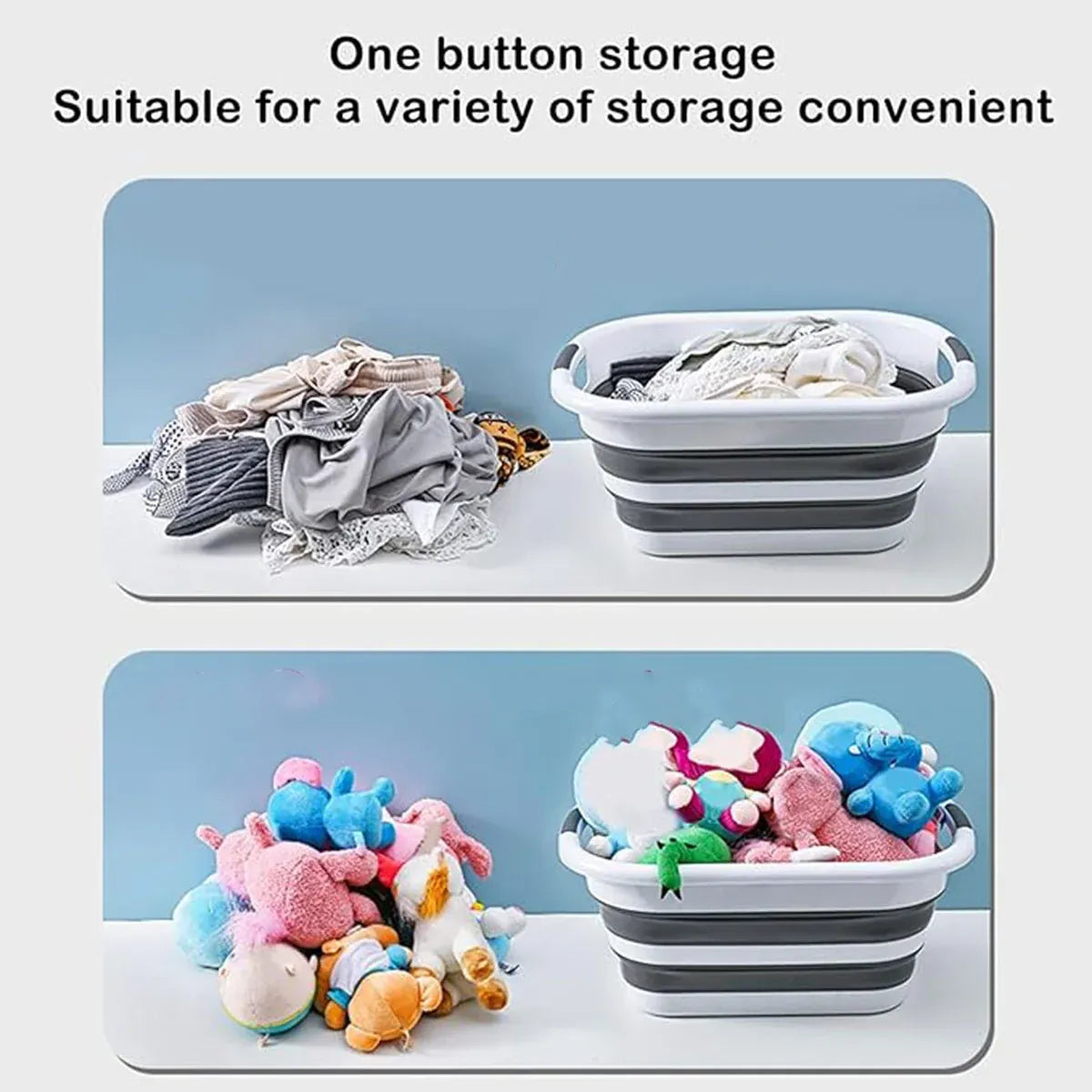 Foldable Laundry Basket Collapsible Washing Clothes Bin with Handles for Home - S