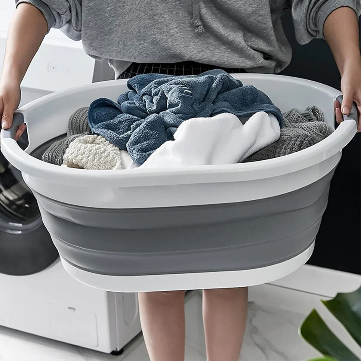 Foldable Laundry Basket Collapsible Washing Clothes Bin with Handles for Home - S