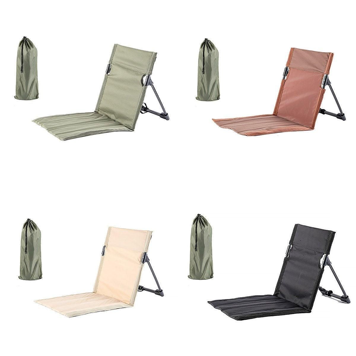 Folding Portable Camping Chair Lightweight Stool with Backrest Outdoor Bench - Brown