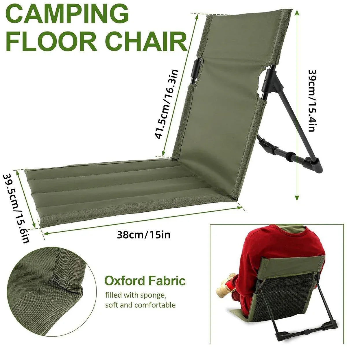 Folding Portable Camping Chair Lightweight Stool with Backrest Outdoor Bench - Brown