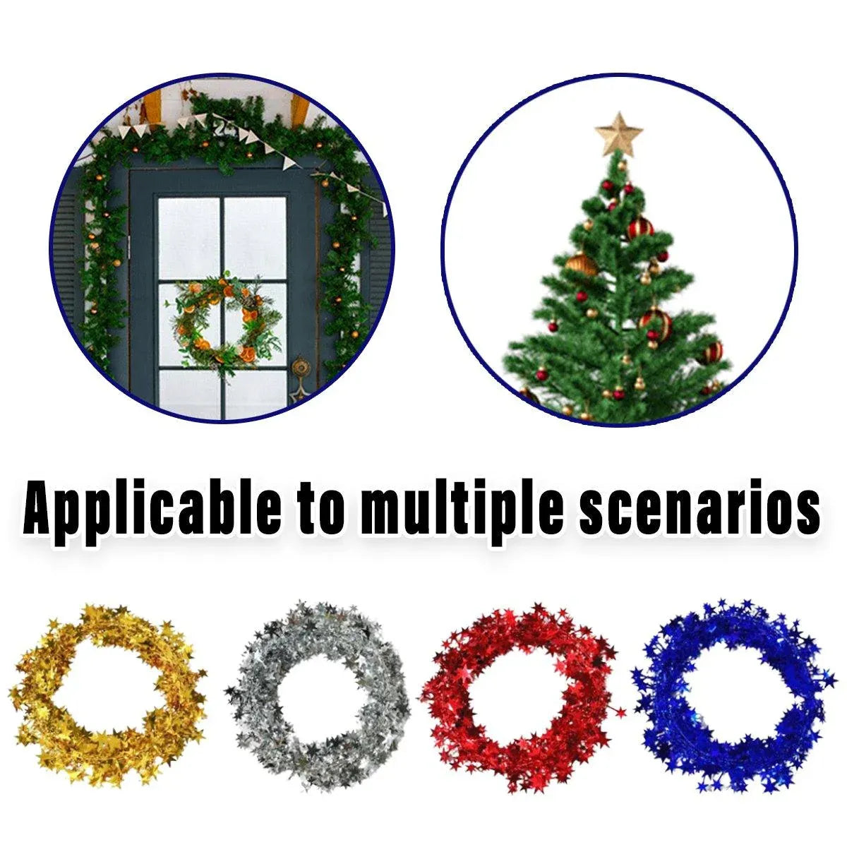 10pcs Christmas Wreath Decorations Festive Holiday Door Hanging Ornament Set - Blue