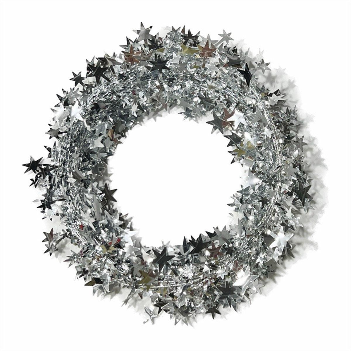 10pcs Christmas Wreath Decorations Festive Holiday Door Hanging Ornament Set - Silver