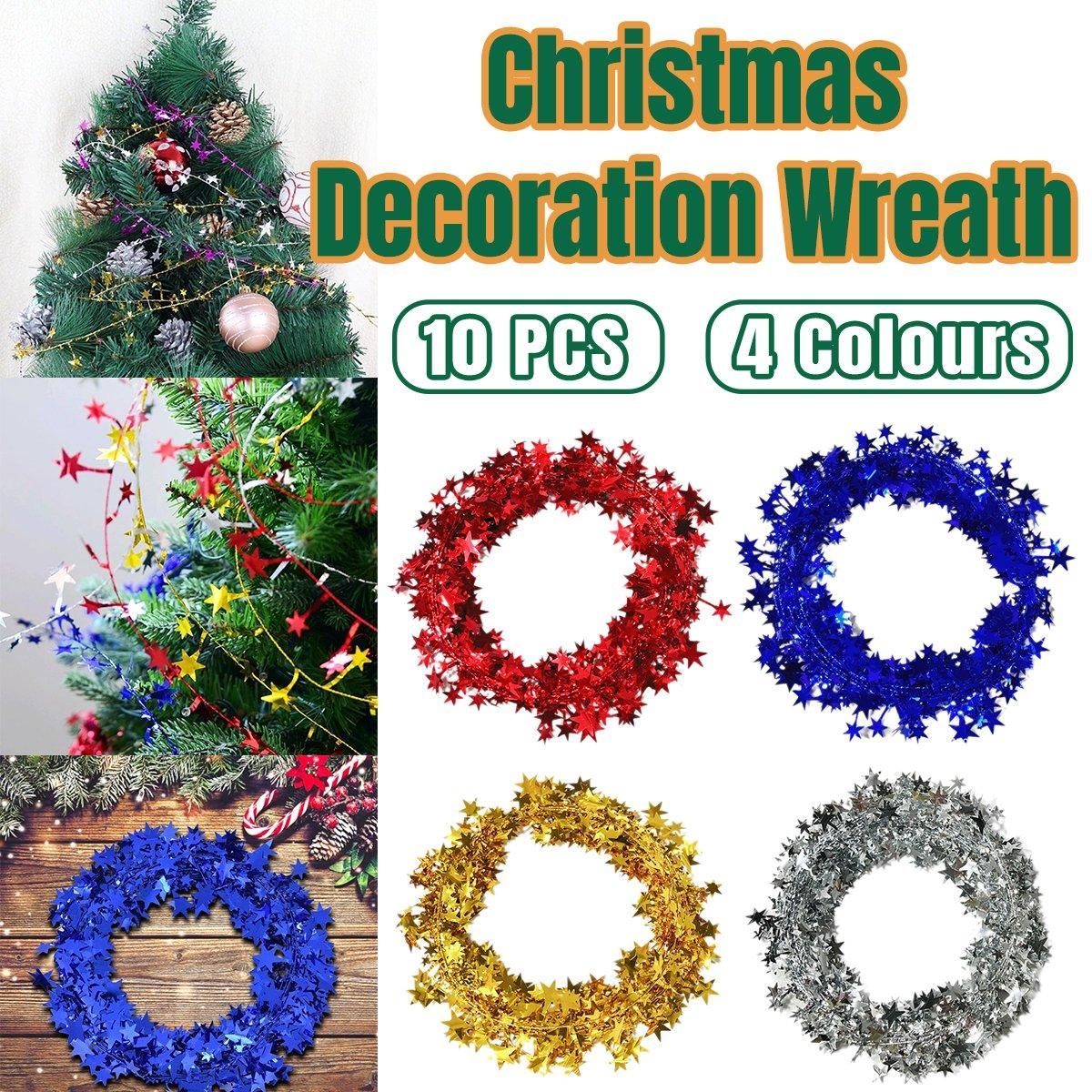10pcs Christmas Wreath Decorations Festive Holiday Door Hanging Ornament Set - Silver