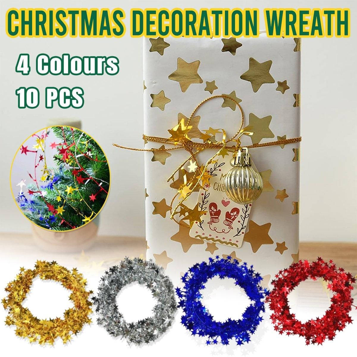 10pcs Christmas Wreath Decorations Festive Holiday Door Hanging Ornament Set - Silver