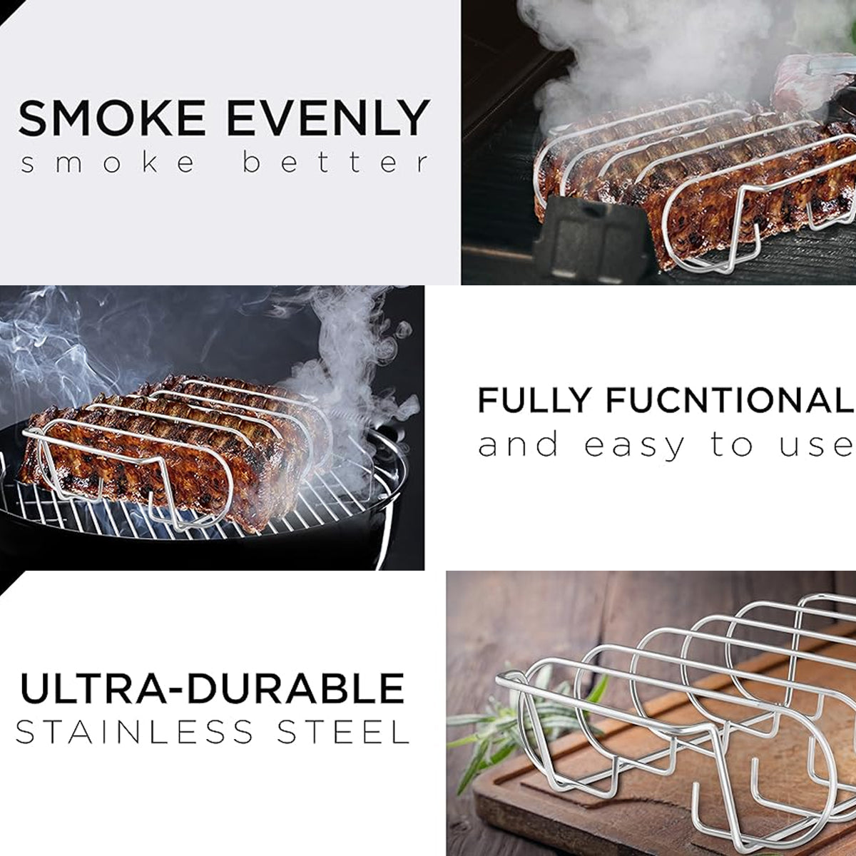 Barbecue Grill Net Outdoor BBQ Rack Cooking Basket Baking Tool Picnic Camping - Black
