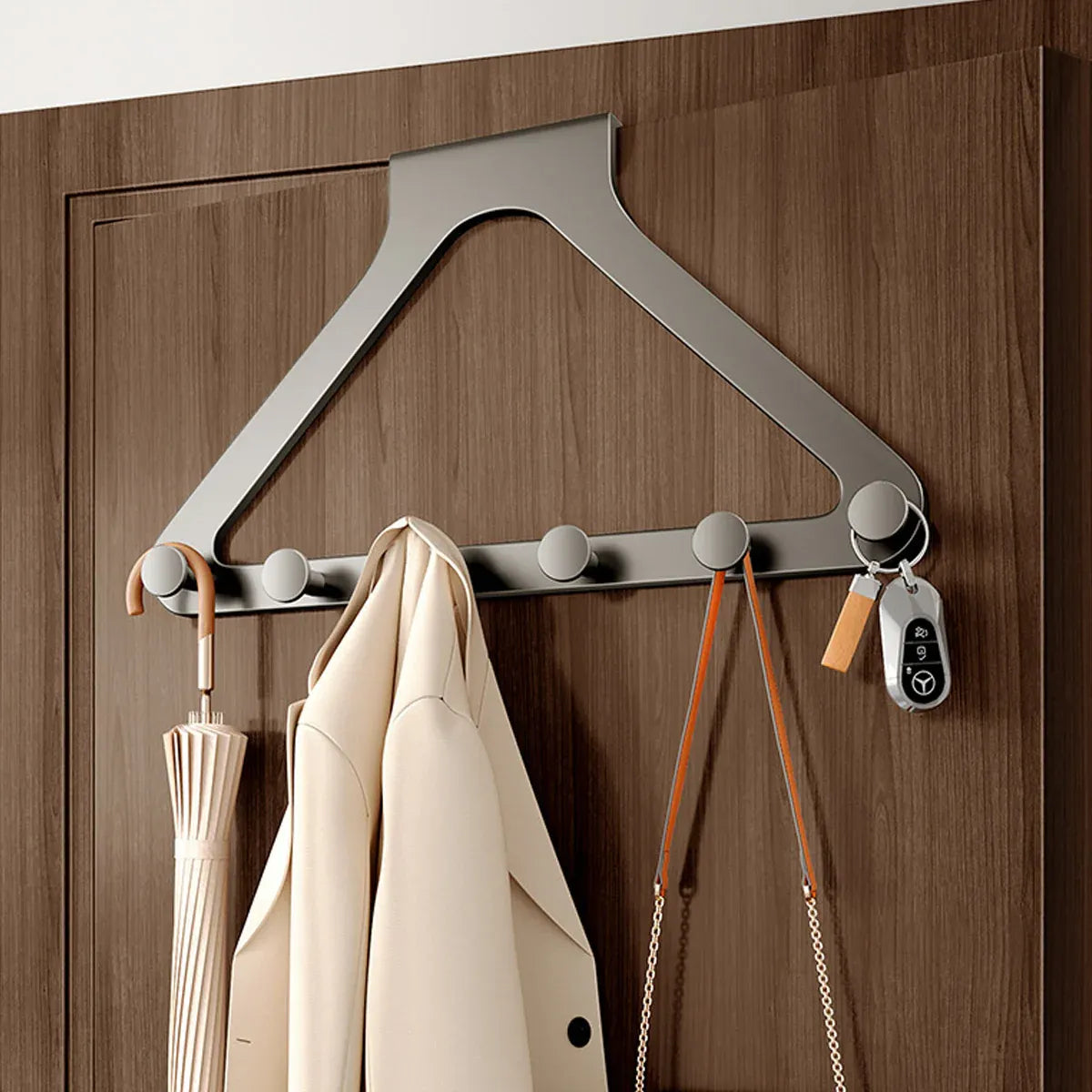 Door Hanger Hook Rack Over The Door Organizer with 6 Hooks for Coat Jacket Bag