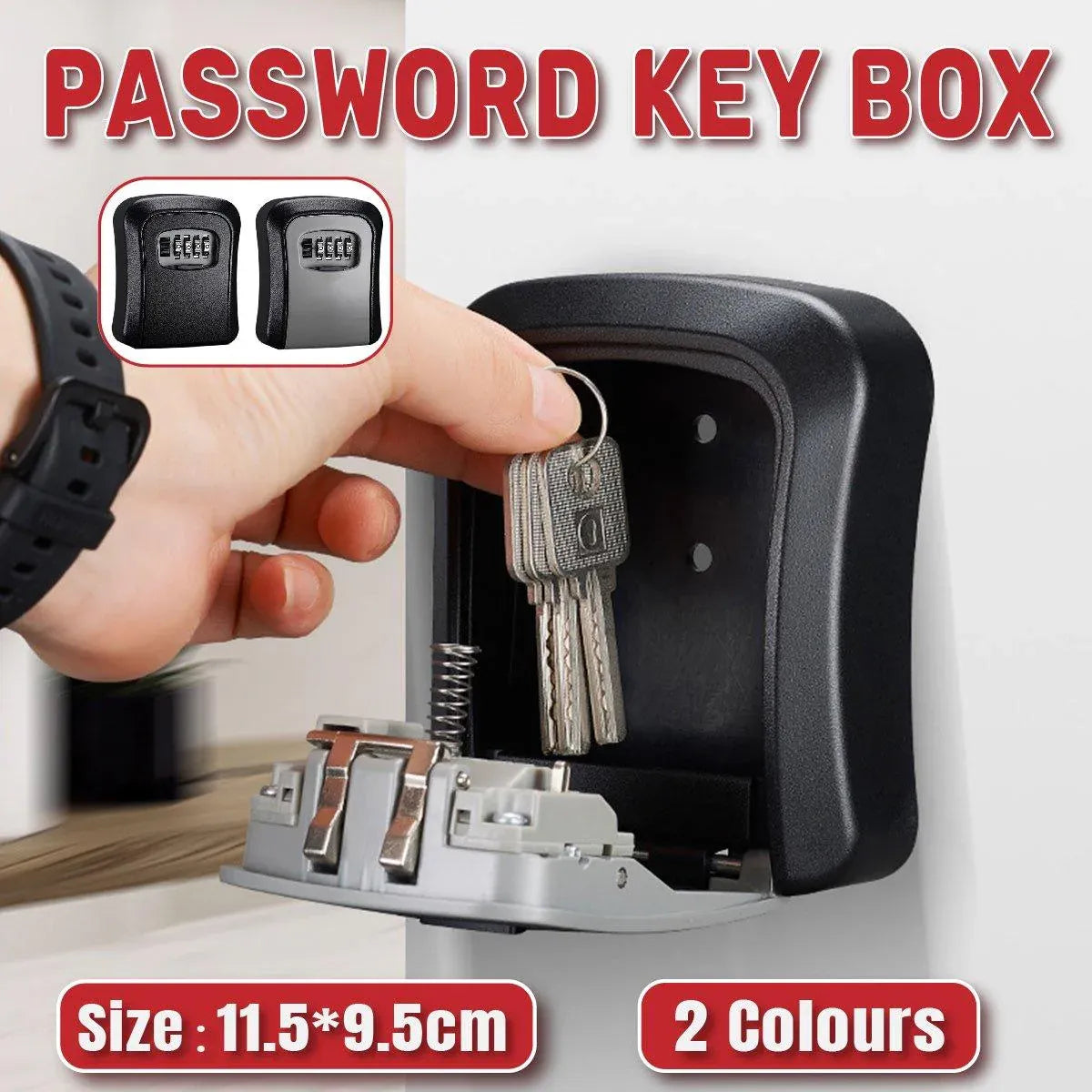 Combination Key Box with Combination Lock for Home Office Security Storage - Black