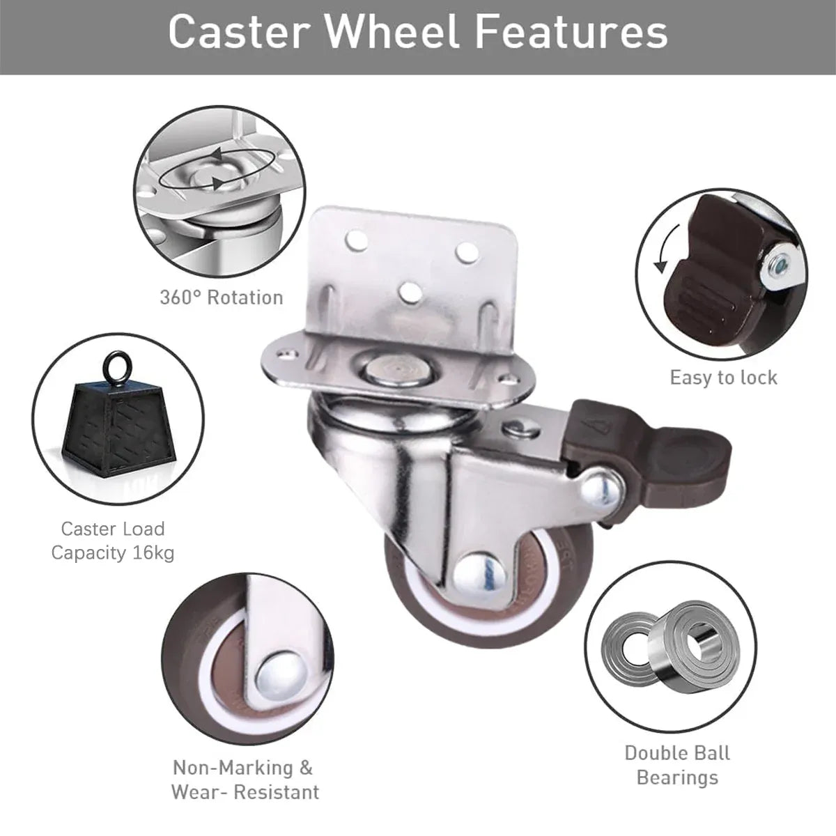 L Type Furniture Casters 4pcs 90-Degree Right Angle Small Wheel Furniture Wheels