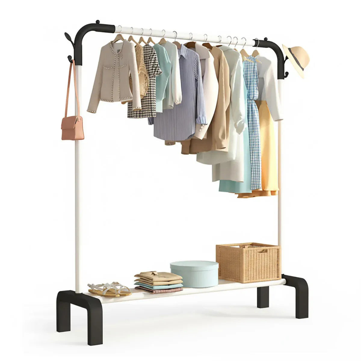 Clothes Rack Durable Sturdy for Home Bedroom Laundry Room Storage Organizer - White