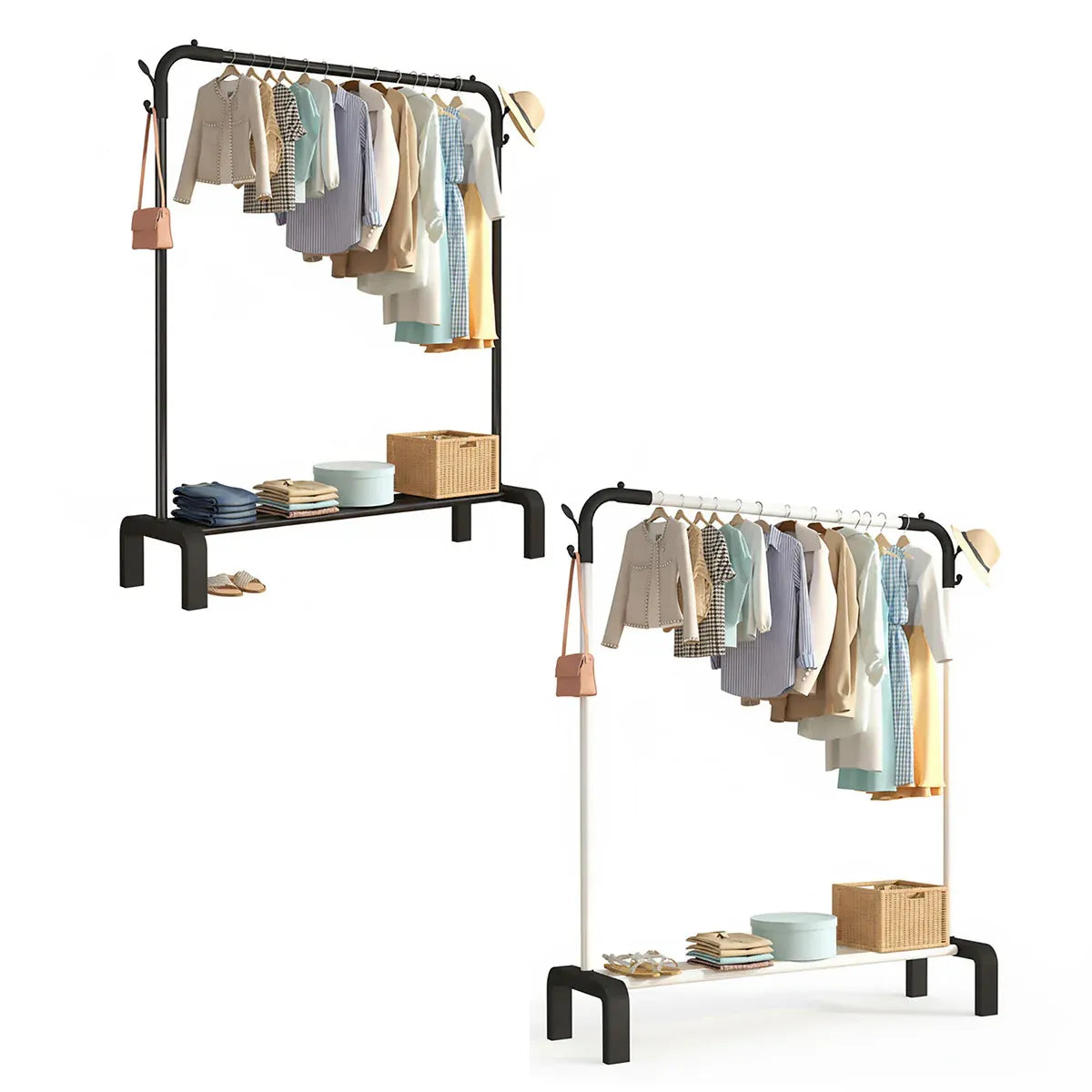 Clothes Rack Durable Sturdy for Home Bedroom Laundry Room Storage Organizer - White