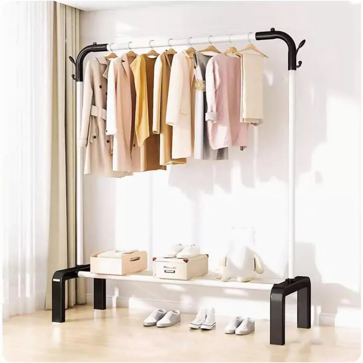 Clothes Rack Durable Sturdy for Home Bedroom Laundry Room Storage Organizer - White