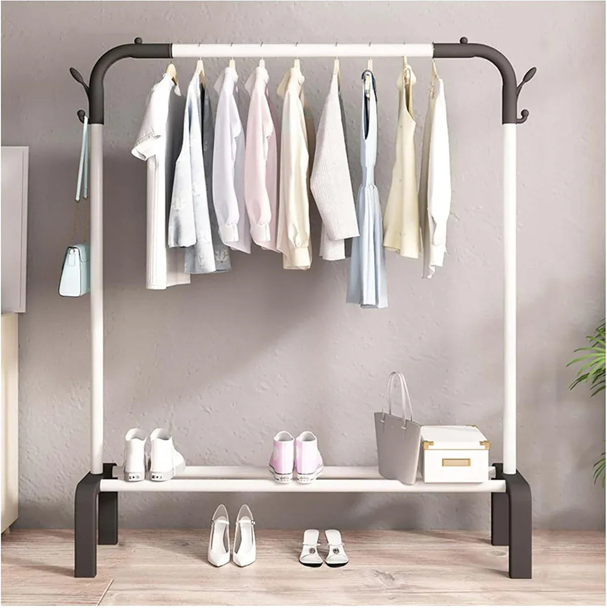 Clothes Rack Durable Sturdy for Home Bedroom Laundry Room Storage Organizer - White