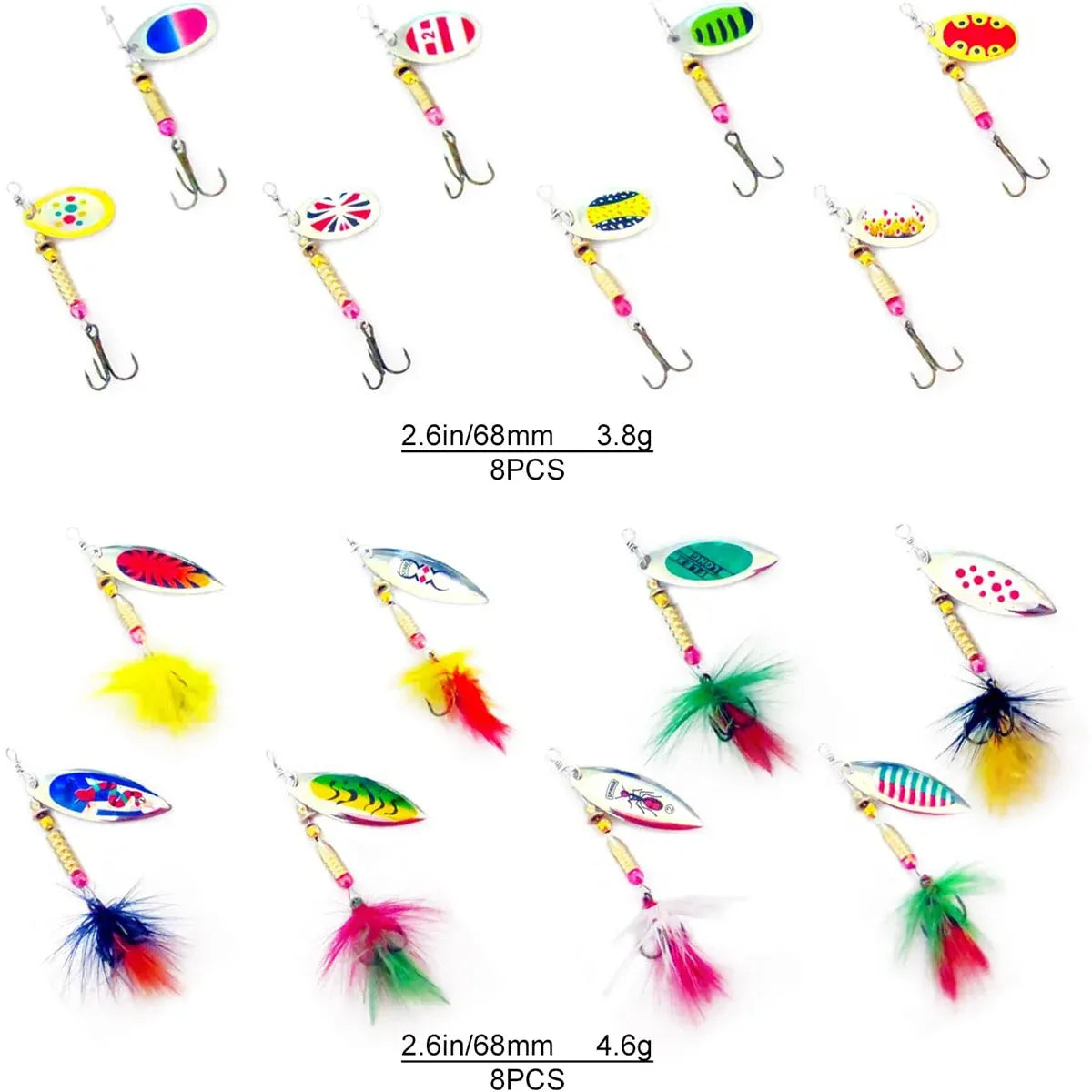 16 PCS Fishing Lure Metal Spinner Bait Bass Tackle Crankbait Spoon Trout Bass