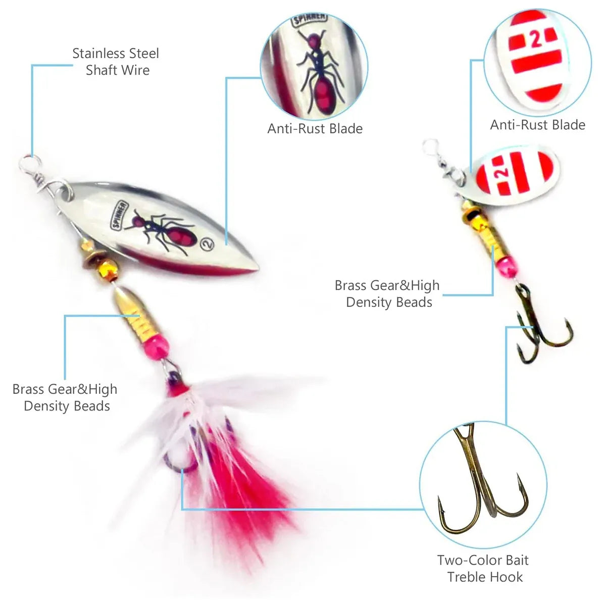 16 PCS Fishing Lure Metal Spinner Bait Bass Tackle Crankbait Spoon Trout Bass