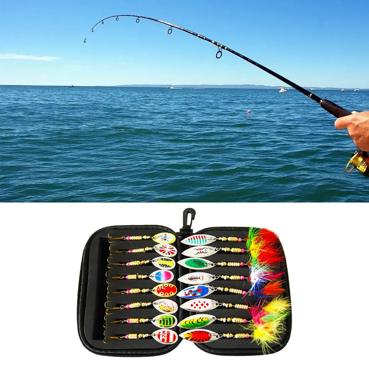 16 PCS Fishing Lure Metal Spinner Bait Bass Tackle Crankbait Spoon Trout Bass