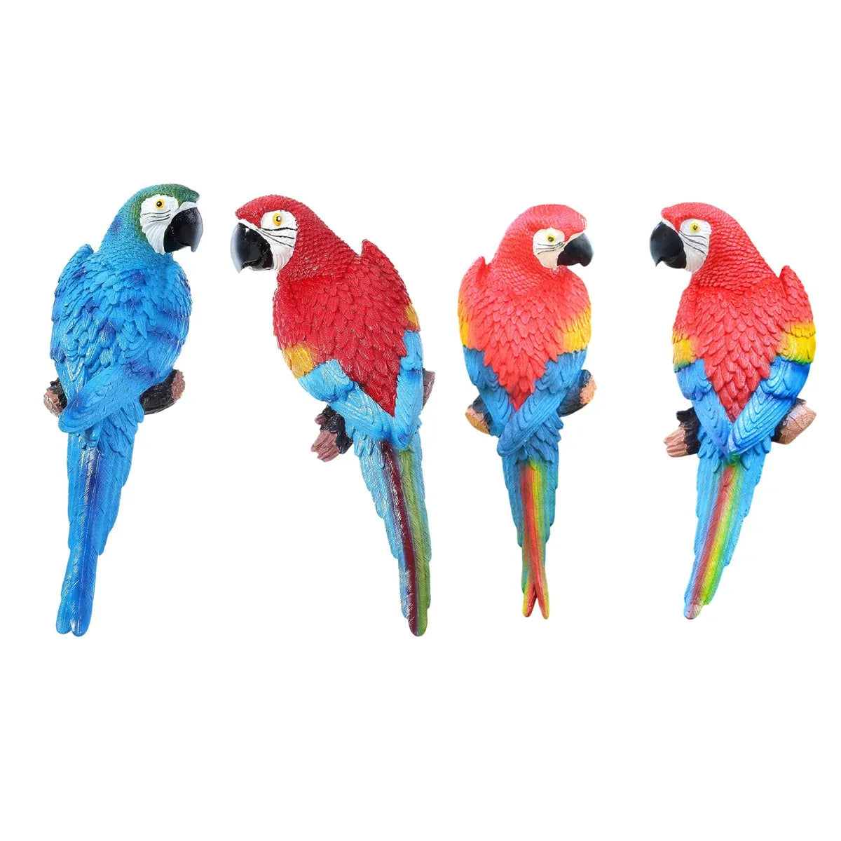 Simulated Half Parrot Tree Hanging Wall Decoration Durable for Home Garden Use - Blue-Red