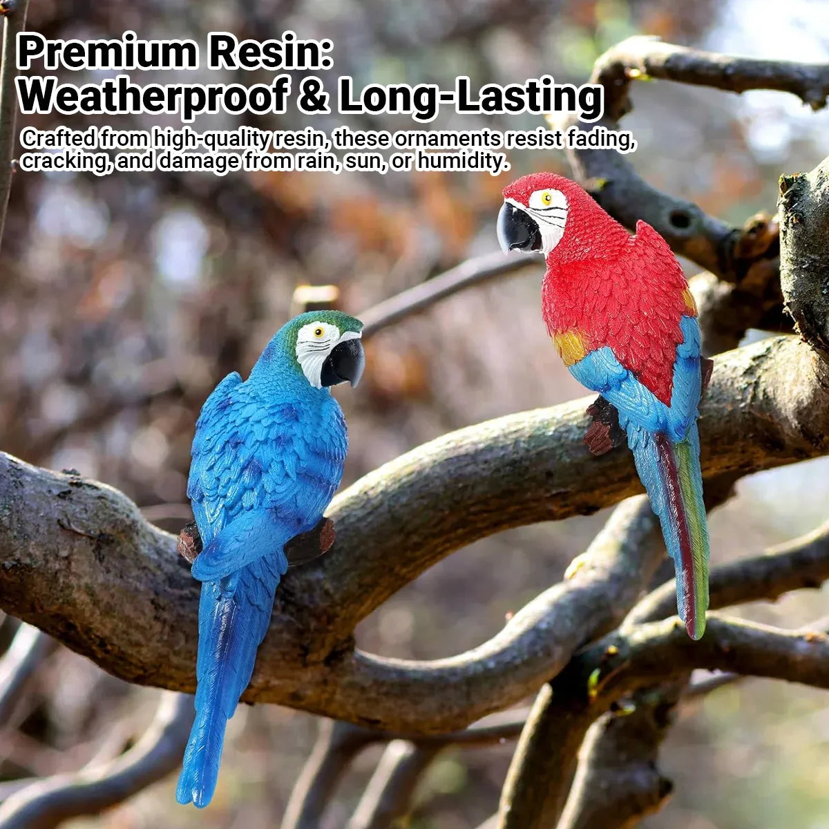 Simulated Half Parrot Tree Hanging Wall Decoration Durable for Home Garden Use - Red-Red