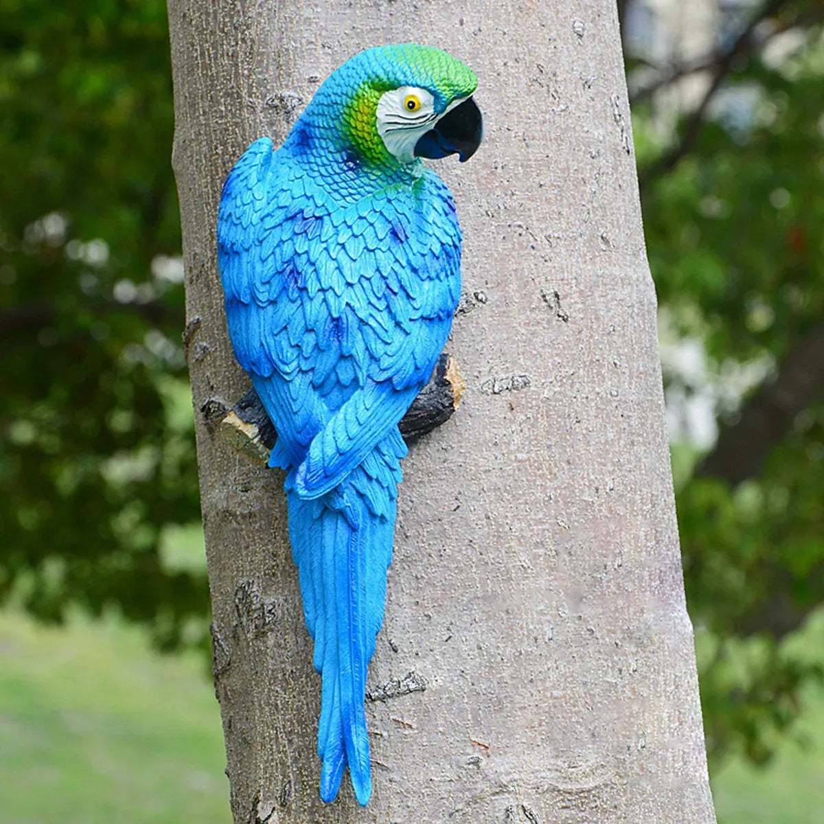 Simulated Half Parrot Tree Hanging Wall Decoration Durable for Home Garden Use - Red-Red