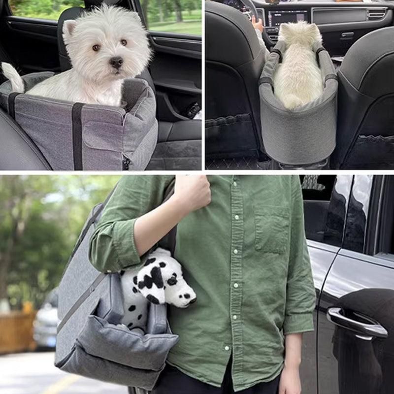 Car Pet Seat Auto Seat Center Console Dog Cat Nest Pad Removable Pet Carrier - Grey