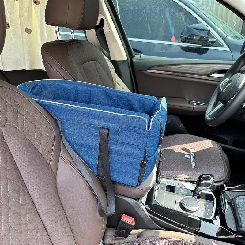 Car Pet Seat Auto Seat Center Console Dog Cat Nest Pad Removable Pet Carrier - Blue
