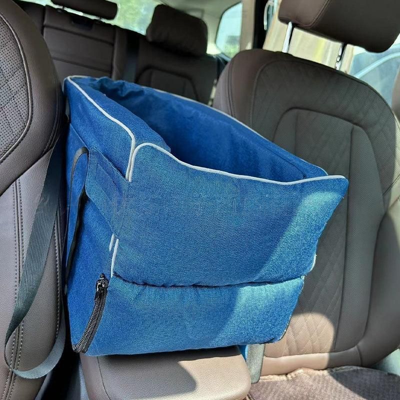 Car Pet Seat Auto Seat Center Console Dog Cat Nest Pad Removable Pet Carrier - Blue