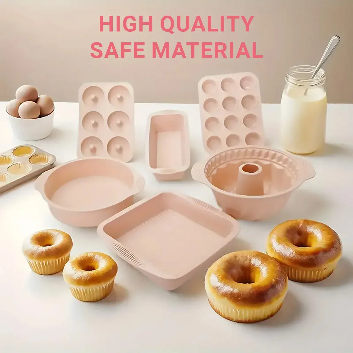 6PCS Silicone Cake Mould Set Baking Pans Nonstick Cupcake Cookie Tools Reusable - Grey