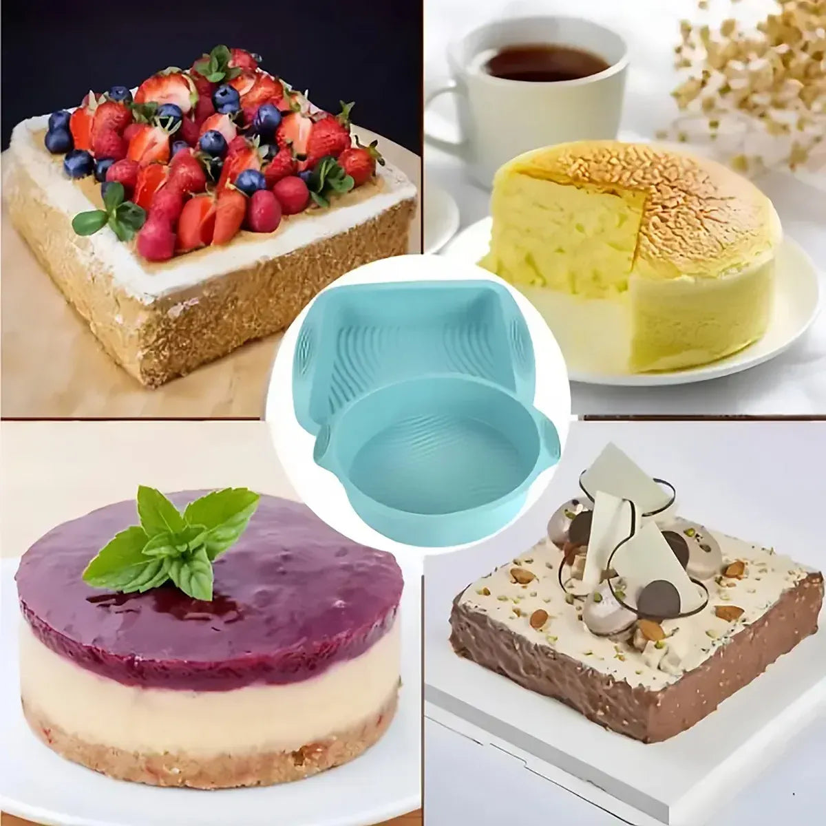 6PCS Silicone Cake Mould Set Baking Pans Nonstick Cupcake Cookie Tools Reusable - Grey