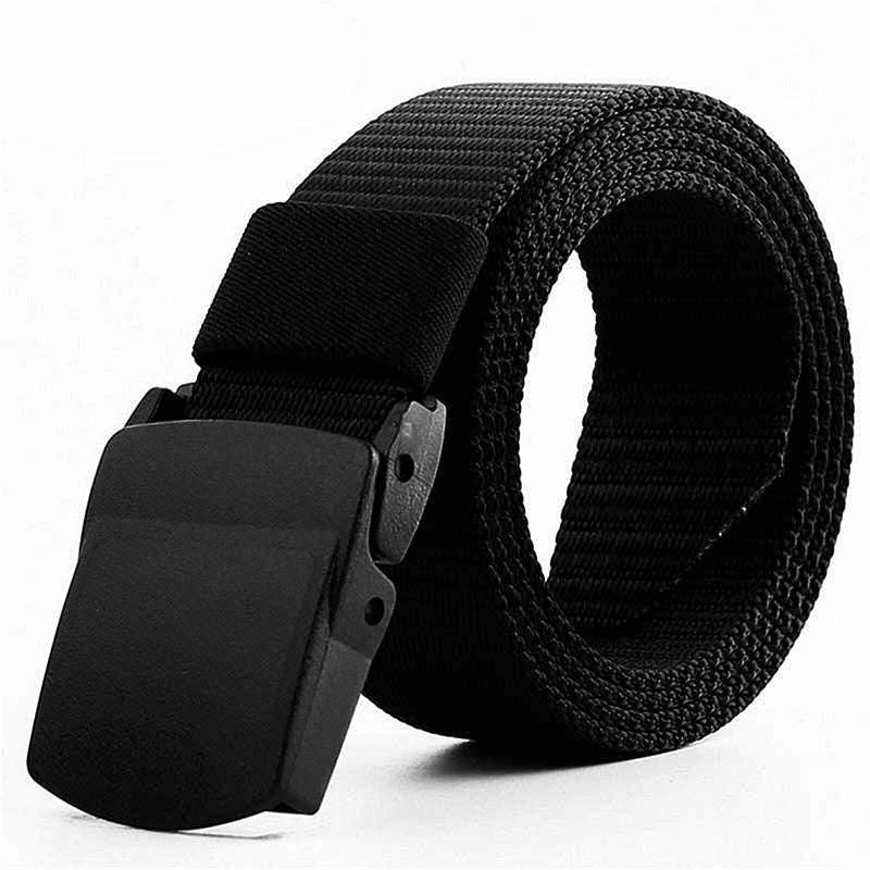 Canvas Web Belt Tactical Nylon Outdoor Waistband Mens Non Metal Buckle - Khaki